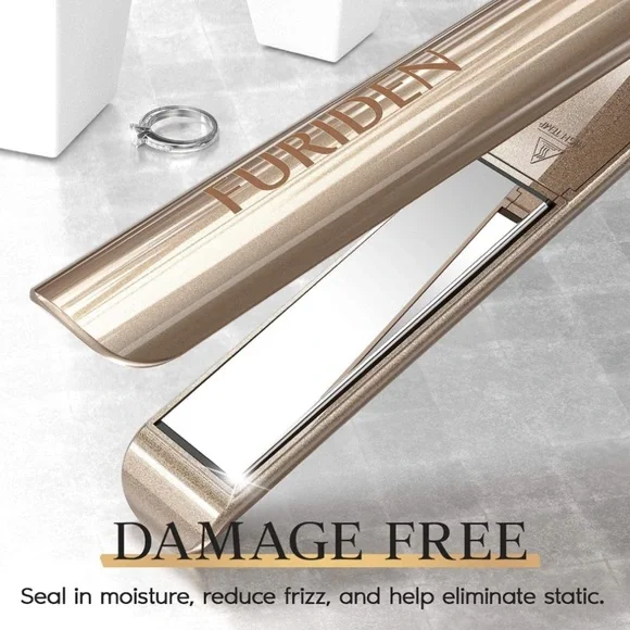 Gold Hair Straightener and Curler 2 in 1, Flat Iron Curling Iron in One, 1 inch - Picture 3 of 13